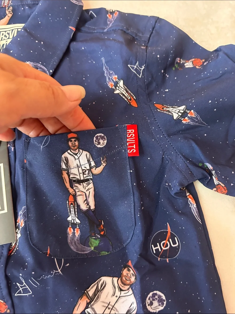 RSVLTS Navy Astronaut & Baseball Short-Sleeve Button-Down Shirt